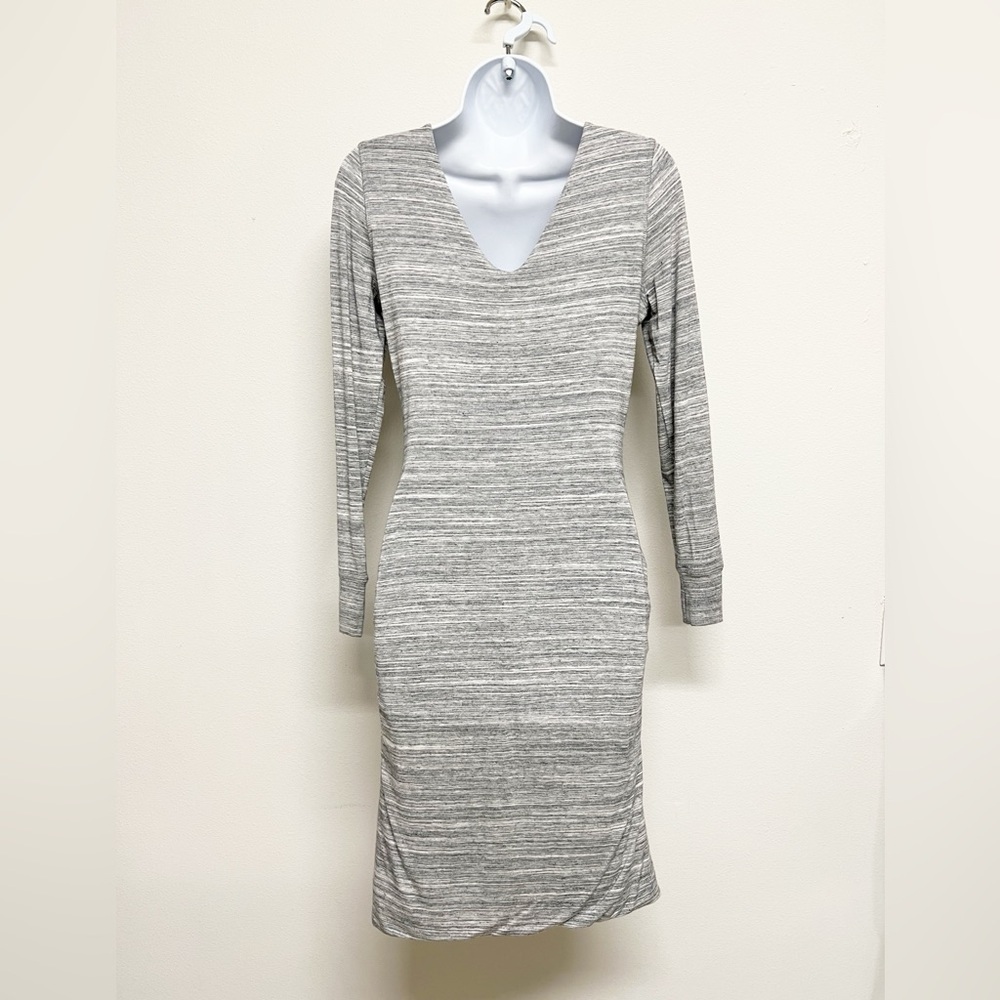 Banana Republic Womens Gray Space Dye Side Rouching Long Sleeve Dress Size S - Picture 5 of 8